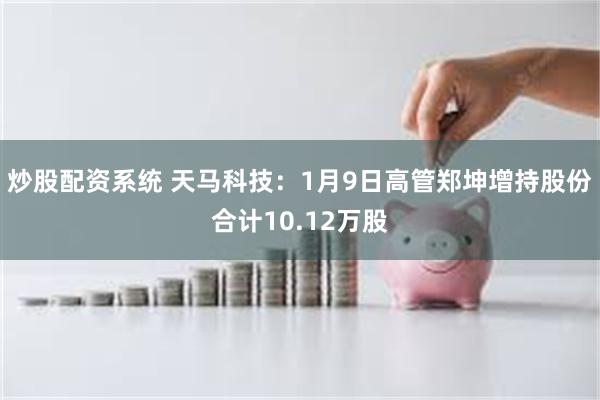 炒股配资系统 天马科技：1月9日高管郑坤增持股份合计10.12万股